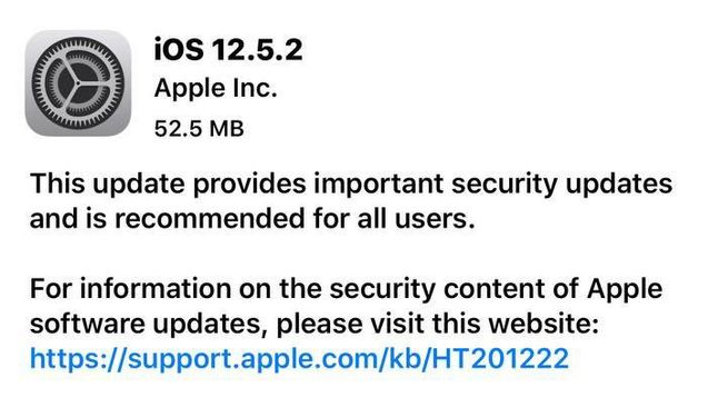 五湖渔场苹果手机维修分享iOS12.5.2发布，建议所有老苹果用户安装 
